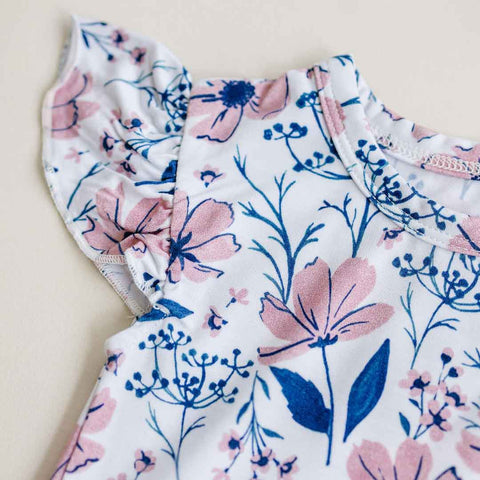 Bodysuit Twirl Dress | Blue Floral: 6-12M Dolly Lana