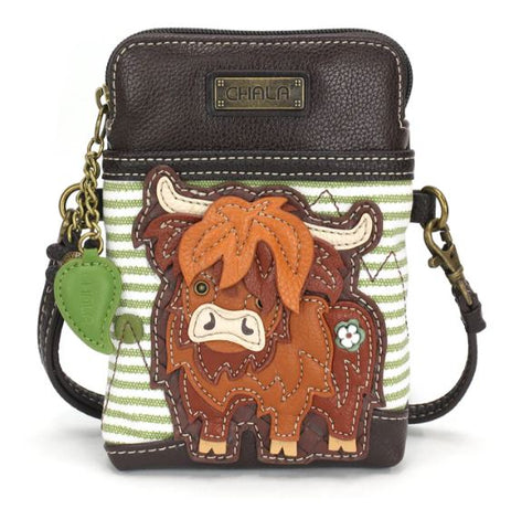 CellPhone Xbody - Highland Cow - green stripe Chala Handbags
