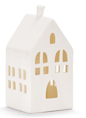White LED Ceramic House Figure DEMDACO
