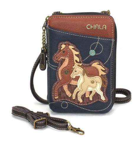 Wallet Crossbody - Horse Family - Navy Chala Handbags