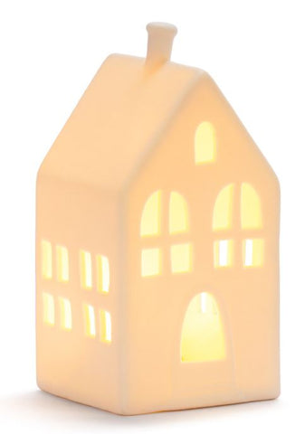White LED Ceramic House Figure DEMDACO
