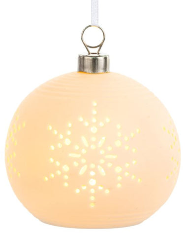White LED Ceramic Snowflake Ornament DEMDACO
