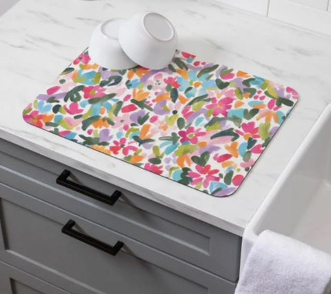 Floral In Bloom Fabric Dish Drying Mat, 20" x 15" Evergreen Enterprises