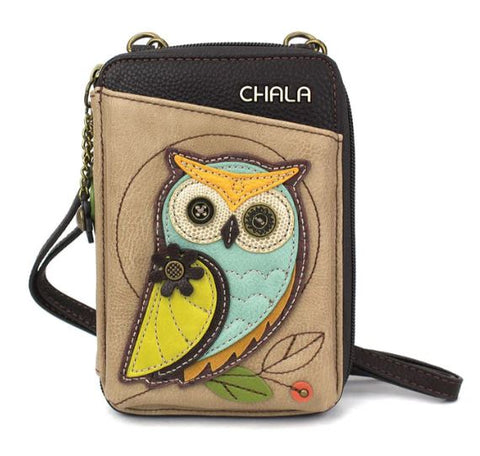 Wallet Crossbody - Owl A - taupe Chala Handbags