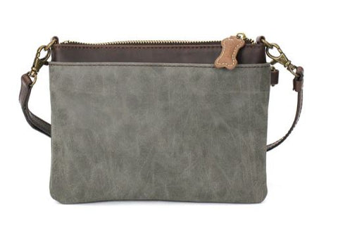 Mini Crossbody - Paw Print - teal - stone gray Chala Handbags