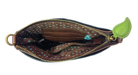 Mini Crossbody - Paw Print - teal - stone gray Chala Handbags