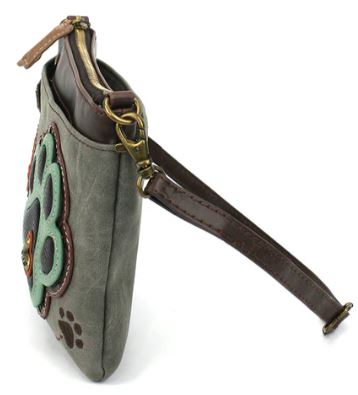 Mini Crossbody - Paw Print - teal - stone gray Chala Handbags