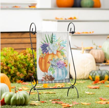 Pumpkin Succulents Suede Flag Evergreen Enterprises