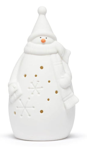 White LED Ceramic Snowman Figure DEMDACO