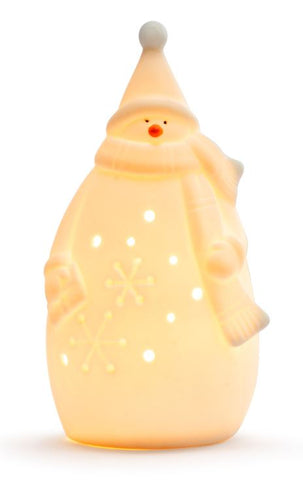 White LED Ceramic Snowman Figure DEMDACO