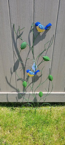 Artisan Mosaic Glass Trellis - Green and Blue Evergreen Enterprises