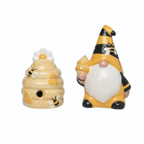 Bee Gnome & Bee Hive Salt & Pepper Shakers Transpac