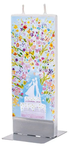 Flat Handmade Candle - Bride and Groom on Cake With Flowers Flatyz