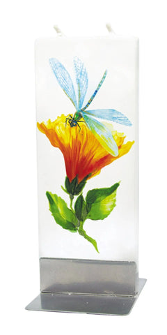 Flat Handmade Candle - Dragonfly with Hibiscus Flatyz