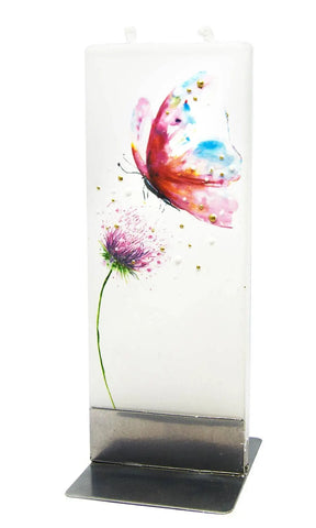 Flat Handmade Candle-Colourful Butterfly with Clover Blossom Flatyz