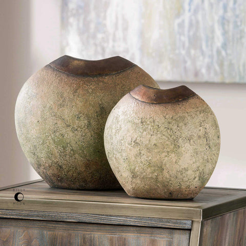 HADI VASE Large; green & copper - Treehouse Gift & Home