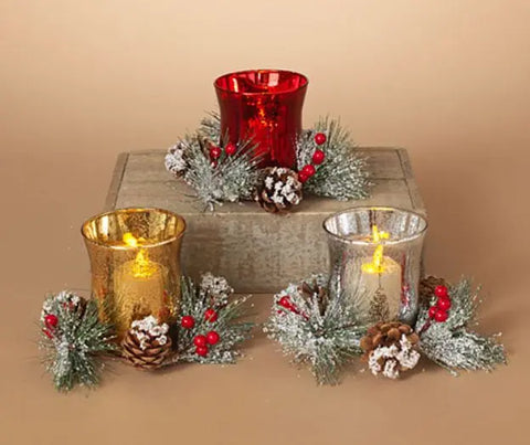 Mercury Glass Candle Holder w/ Ring Gerson