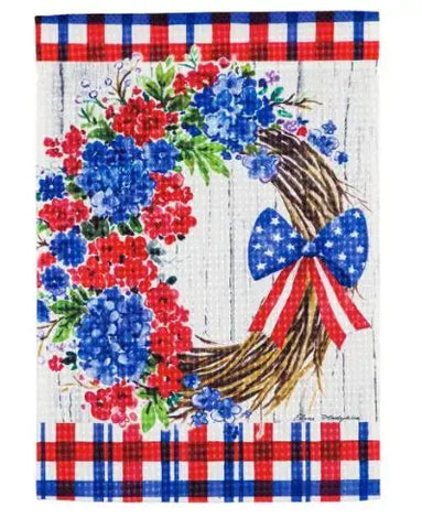 Patriotic Wreath Garden Waffle Flag Evergreen Enterprises