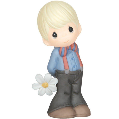 Precious Moments Boy Holding Daisy Figurine - Treehouse Gift & Home