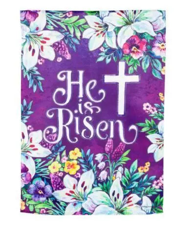 Spring Flowers Easter Cross Garden Suede Flag Evergreen Enterprises