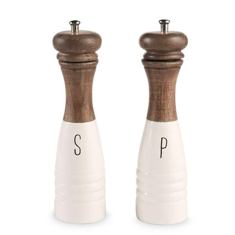 Wood & Enamel Salt & Pepper Mills Mud Pie