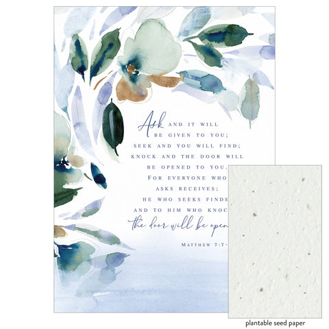 Blue Watercolor Floral Friendship Prayer Life Flower Card Legacy